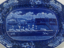 Load image into Gallery viewer, Historical Staffordshire Blue Landing of Lafayette Platter 15 1/4”