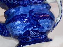 Load image into Gallery viewer, Historical Staffordshire Blue Teapot Boston Harbor Eagle
