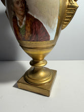 Load image into Gallery viewer, 19th Century Porcelain Vase Urn Hand Painted Benjamin Franklin Portrait Florals