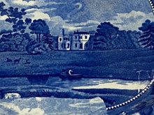 Load image into Gallery viewer, Historical Staffordshire Blue Platter Oatlands Surrey 4 Medallion Erie Canal