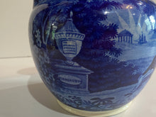 Load image into Gallery viewer, Historical Staffordshire Blue Pitcher Lafayette At Washington’s Tomb by Mayer