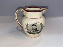 Load image into Gallery viewer, Staffordshire War of 1812 Pitcher with Commodore Bainbridge and Lawrence Ca. 1815