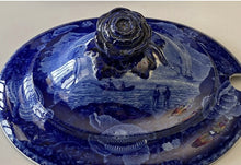 Load image into Gallery viewer, Historical Staffordshire Blue Large Soup Tureen Dix Cove On The Gold Coast 1825