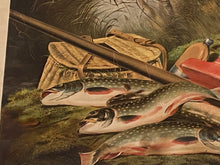 Load image into Gallery viewer, Original Currier & Ives Print Large Folio American Speckled Brook Trout Tait
