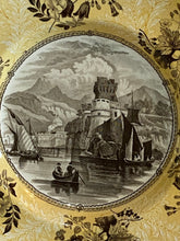Load image into Gallery viewer, Staffordshire Yellow and Brown Transfer Plate Cetara Bay of Salerno
