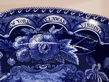 Load image into Gallery viewer, Historical Staffordshire Blue Platter States Pattern 14 3/8” Ca. 1825