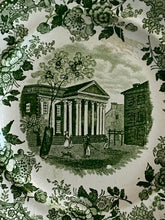 Load image into Gallery viewer, Historical Staffordshire Green Transfer Plate Girard’s Bank Philadelphia Ca. 1835