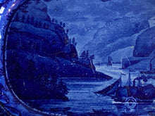 Load image into Gallery viewer, Historical Staffordshire Blue Small Platter Highlands Hudson River Chancellor of Livingston Boat 1825