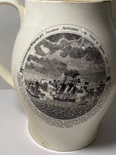 Load image into Gallery viewer, Staffordshire Creamware Liverpool Pitcher With Commodore Preble Eagle