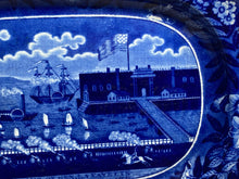 Load image into Gallery viewer, Historical Staffordshire Blue Small Platter Landing Of Lafayette Transfer 1825