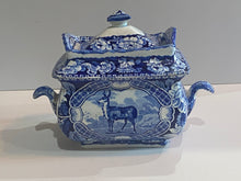 Load image into Gallery viewer, Historical Staffordshire Quadruped Sugar Bowl Tibetan Musket Deer 1825