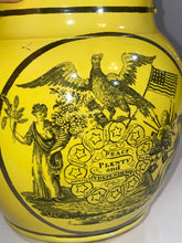 Load image into Gallery viewer, Historical Staffordshire Canary Peace Plenty and Independence Pitcher