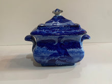 Load image into Gallery viewer, Historical Staffordshire Blue Sugar Bowl Boston Harbor Pattern Eagle