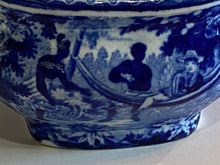 Load image into Gallery viewer, Historical Staffordshire Blue Childs Size Sugar Bowl Slavery Interest Ca. 1825 Rare