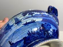 Load image into Gallery viewer, Historical Staffordshire Blue Soup Tureen Bellville On Passaic River Rare 1825
