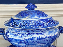 Load image into Gallery viewer, Historical Staffordshire Blue Soup Tureen Fairmount Near Philadelphia Ca. 1825