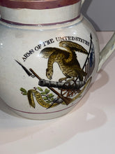 Load image into Gallery viewer, Staffordshire Arms of the United States Free Trade and Sailors Rights Pitcher Eagles and Flag