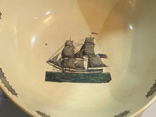 Load image into Gallery viewer, Staffordshire Creamware Liverpool Large Punch Bowl Ship Eagle Washington