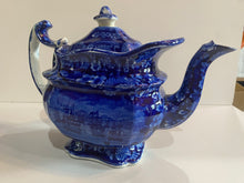 Load image into Gallery viewer, Historical Staffordshire Blue Teapot Macdonough’s Victory Ca. 1825