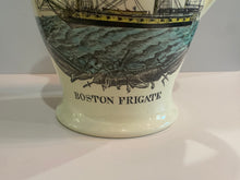Load image into Gallery viewer, Staffordshire Creamware Liverpool Pitcher Boston Frigate Polychrome Ship Building Scene