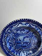 Load image into Gallery viewer, Staffordshire Blue Transfer Quadrupeds Mastiff Plate Ca. 1825