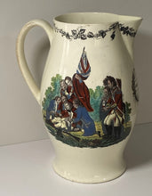 Load image into Gallery viewer, Staffordshire Creamware Liverpool Pitcher Ship America Death Of Wolfe Polychrome