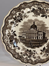 Load image into Gallery viewer, Historical Staffordshire Brown Transfer Dinner Plate Boston State House Ca. 1835