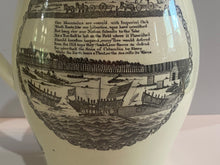 Load image into Gallery viewer, Staffordshire Creamware Liverpool Pitcher Boston Frigate Polychrome Ship Building Scene