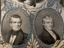 Load image into Gallery viewer, Original N. Currier Print Grand National Democratic Banner Polk and Dallas
