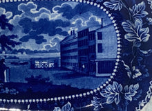 Load image into Gallery viewer, Historical Staffordshire Blue Platter Brooklyn Ferry New York Rare View