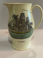 Load image into Gallery viewer, Staffordshire Creamware Liverpool Pitcher Slave Ship “Nabby” Washington Memorial Chain of States