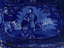 Load image into Gallery viewer, Historical Staffordshire Blue Peace And Plenty Vegetable Dish Eagle Clews 1825