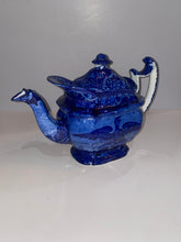 Load image into Gallery viewer, Historical Staffordshire Blue Teapot Boston Harbor Eagle