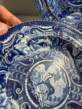 Load image into Gallery viewer, Staffordshire Blue Transfer Soup Plate Quadrupeds Tibetan Mule Deer Ca. 1825
