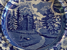 Load image into Gallery viewer, Historical Staffordshire Blue 4 Medallion Plate Faulksborne Hall Erie Canal