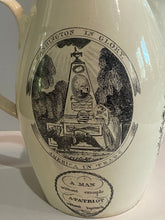 Load image into Gallery viewer, Staffordshire Creamware Liverpool Pitcher John Adams with Washington in Glory Large Eagle