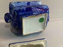 Load image into Gallery viewer, Historical Staffordshire Blue Sugar Bowl Boston Harbor Pattern Eagle