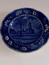 Load image into Gallery viewer, Historical Staffordshire Blue Cup Plate Winter View Pittsfield Massachusetts Book Piece