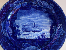 Load image into Gallery viewer, Historical Staffordshire Dark Blue Plate Union Line Ship Wood