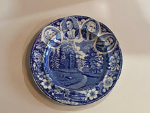 Load image into Gallery viewer, Historical Staffordshire Blue 4 Medallion Plate Faulksborne Hall Erie Canal