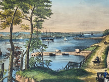 Load image into Gallery viewer, Original Currier & Ives Print Large Folio Staten Island And Narrows New York