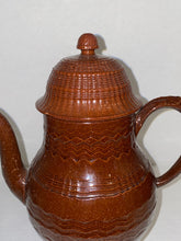 Load image into Gallery viewer, Staffordshire Creamware Redware Engine Turned Coffee Pot Ca. 1790’s