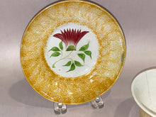 Load image into Gallery viewer, Staffordshire Yellow Spatterware Cup And Saucer Thistle Pattern Ca. 1830