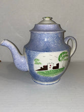 Load image into Gallery viewer, Spatterware Spatter Blue Fort Pattern Teapot Ca. 1830