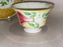Load image into Gallery viewer, Staffordshire Yellow Spatterware Cup And Saucer Thistle Pattern Ca. 1830