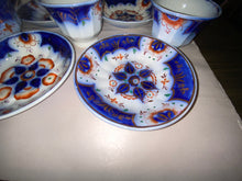 Load image into Gallery viewer, Staffordshire Gaudy Ironstone Pinwheel Pattern Set Of 6 Cups And Saucers 1850’s