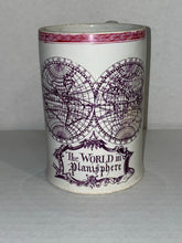 Load image into Gallery viewer, Staffordshire Pearlware Tankard World In Planisphere Map Rare Ca. 1820