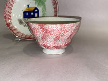 Load image into Gallery viewer, Staffordshire Red Spatterware Schoolhouse Cup And Saucer Ca. 1830