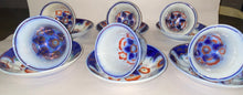 Load image into Gallery viewer, Staffordshire Gaudy Ironstone Pinwheel Pattern Set Of 6 Cups And Saucers 1850’s