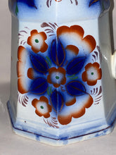 Load image into Gallery viewer, Staffordshire Gaudy Ironstone Pinwheel Pattern Large Pitcher Ca. 1850
